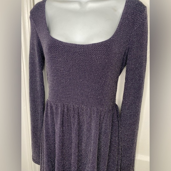 Free People NWT Midnight Shimmer Skater Mini Metallic Dress - Picture 3 of 8